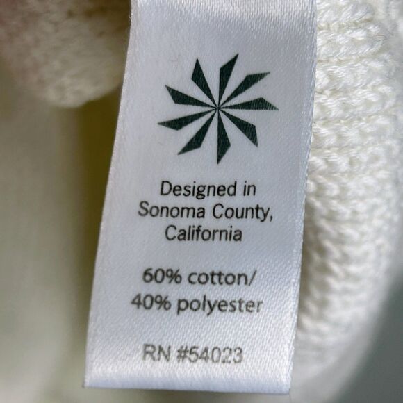 ATHLETA Varsity Crewneck Knit Pullover Side Zipper Sweater Cotton Ivory Cream L - Picture 8 of 12